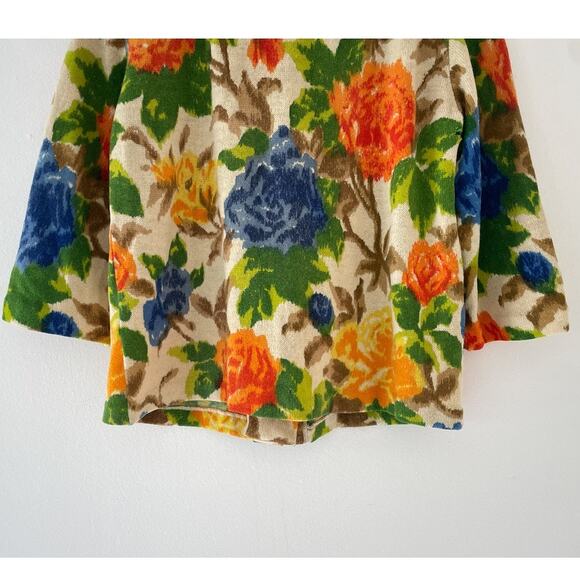 Vtg 50's 60's I. Magnin Made in West Germany Knit Floral Wool Button Up Cardigan - Picture 5 of 8
